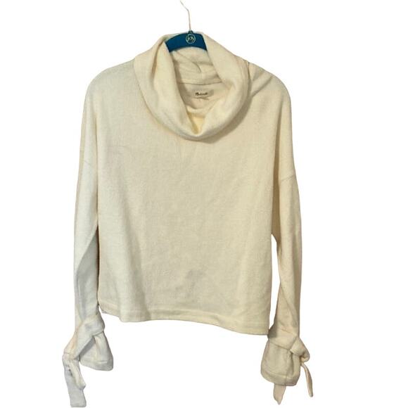 Madewell Mockneck Tie-Cuff Cotton Sweater Size Medium - Picture 4 of 9